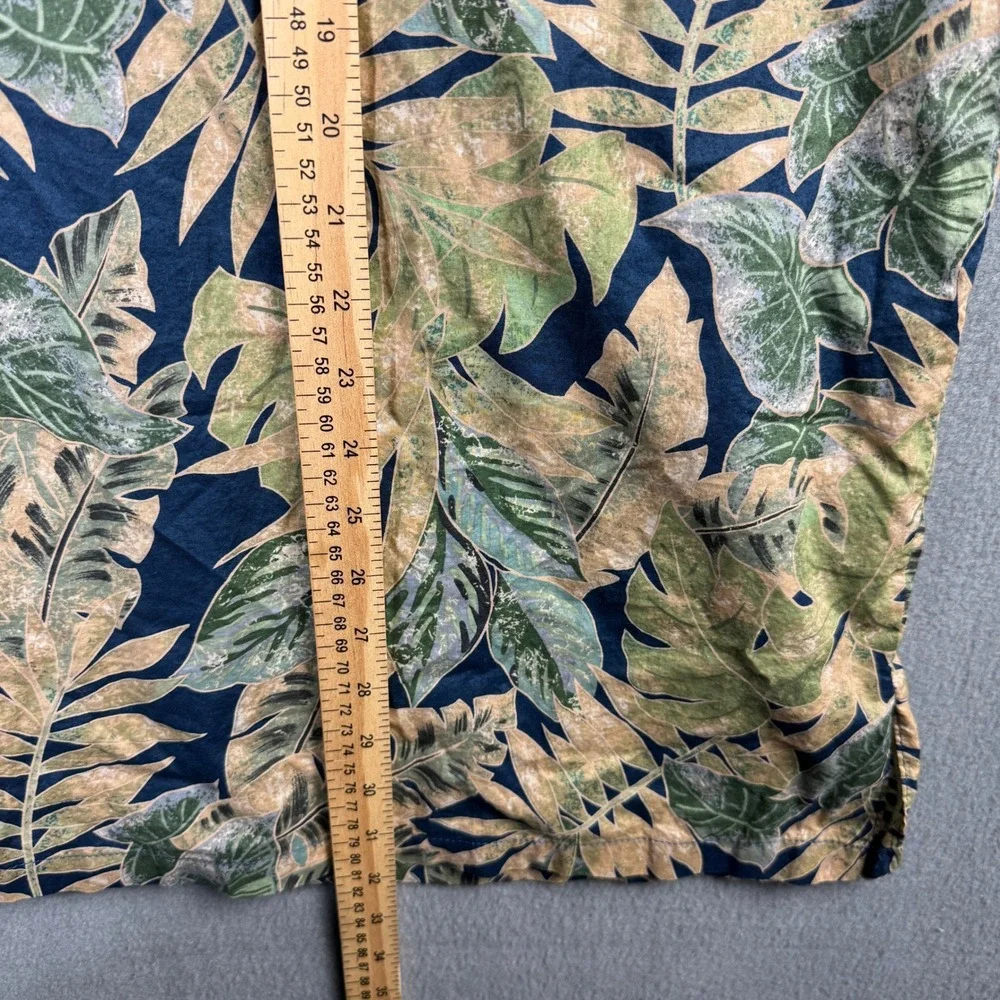 Tori Richard Mens XL Cotton Lawn Tropical Leaf Floral Polo Shirt Navy Short Slv